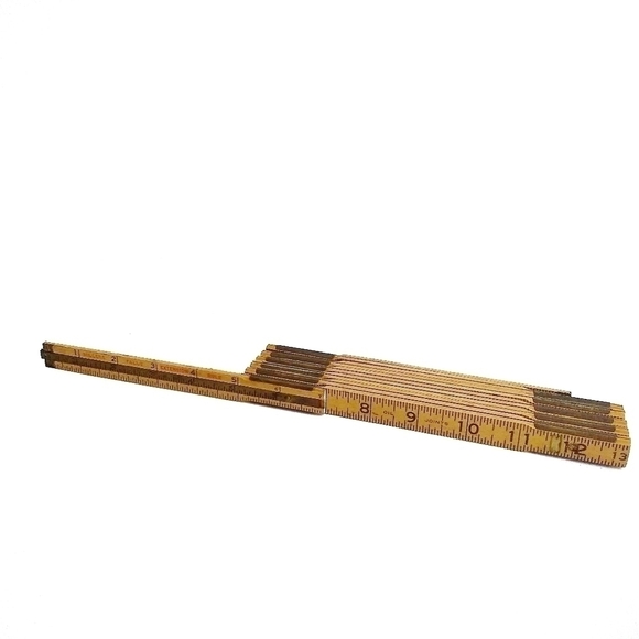 VINTAGE Measuring Stick Yellow Folding Extension Retro Workshop Tool 6FT - Picture 1 of 7